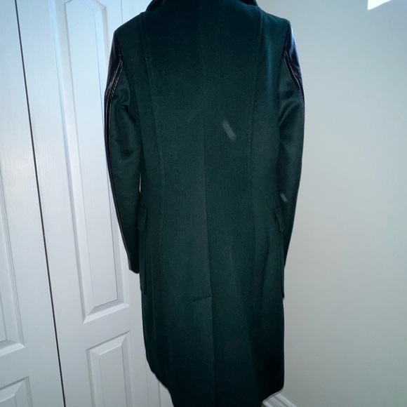 Danier Dark Green Coat with Fur Collar & Leather Sleeves - Picture 6 of 10